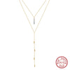 Wholesale Women's Double Layer Stacked Y Chain Necklace S925 Sterling Silver Geometric Electroplated