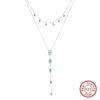 Wholesale Women's Double Layer Stacked Yshaped 925 Sterling Silver Geometric Necklace With Electroplating
