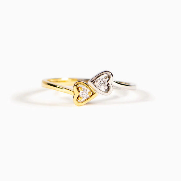 Wholesale Women's Double Love Zircon Color Separation Ring 925 Sterling Silver Geometric Electroplated