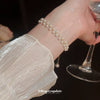 Wholesale Women's Double Row Imitation Pearl Handmade Geometric Woven Light Luxury Fashion Exquisite Bracelet