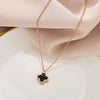 Wholesale Women's Double Sided Four Leaf Clover Necklace In Titanium Steel With 18K Rose Gold And Full Diamond
