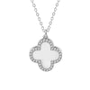 Wholesale Women's Double Sided Four Leaf White Fritillary 925 Sterling Silver Necklace With 18K Rose Gold Electroplated Finish
