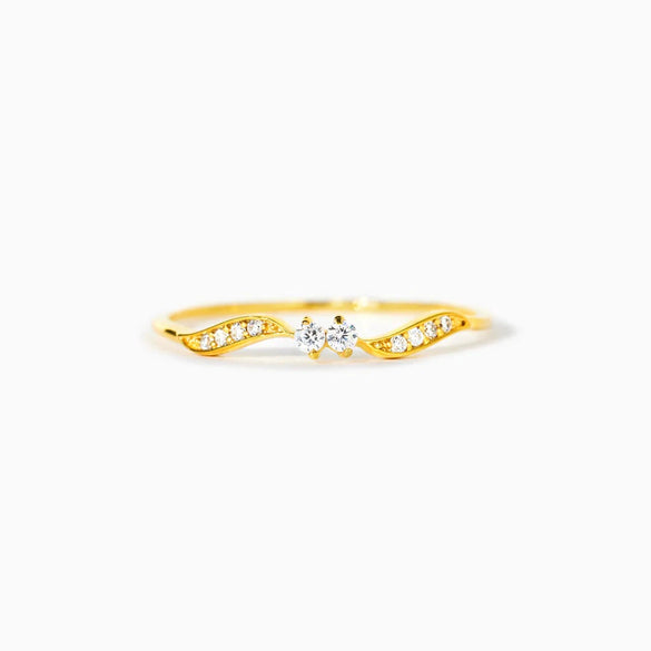 Wholesale Women's Double Stone Wave Ring 925 Sterling Silver Geometric Electroplated