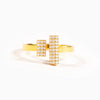 Wholesale Women's Double T Geometric S925 Sterling Silver Electroplated Adjustable Ring