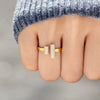 Wholesale Women's Double T Geometric S925 Sterling Silver Electroplated Adjustable Ring