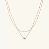 Wholesale Women's Doublelayer Asymmetrical Pearl Light Zircon Necklace With Geometric Pattern Copper Chain And Titanium Steel Pendant Electroplated In 18K Gold Color Preservation