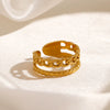 Wholesale Women's Doublelayer Chain Opening Adjustable Geometric Stainless Steel 18K Goldplated Ring