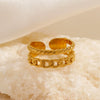Wholesale Women's Doublelayer Chain Opening Adjustable Geometric Stainless Steel 18K Goldplated Ring
