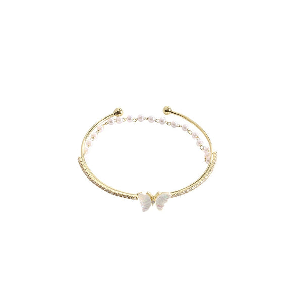 Wholesale Women's Doublelayer Colorful Insectpatterned Copper Electroplated Pearl Bracelet Jewelry