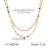 Wholesale Women's Doublelayer Geometric Stainless Steel Electroplated Necklace With Snake And Beaded Chains