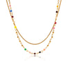 Wholesale Women's Doublelayer Geometric Stainless Steel Electroplated Necklace With Snake And Beaded Chains