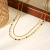Wholesale Women's Doublelayer Geometric Stainless Steel Electroplated Necklace With Snake And Beaded Chains