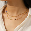 Wholesale Women's Doublelayer Geometric Stainless Steel Electroplated Necklace With Snake And Beaded Chains