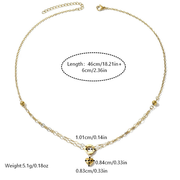 Wholesale Women's Doublelayer Heart Pendant Stainless Steel Goldplated Necklace With Vacuum Plating In The Furnace Minimalist Style
