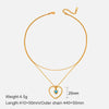 Wholesale Women's Doublelayer Heartshaped Ball Chain Stainless Steel And Titanium Steel Necklace With Geometric Pattern And Electroplated Design