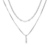 Wholesale Women's Doublelayer Ins Style Simple Square Pendant Stacked Clavicle Chain Necklace Alloy Geometric Electroplating