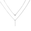 Wholesale Women's Doublelayer Ins Style Simple Square Pendant Stacked Clavicle Chain Necklace Alloy Geometric Electroplating