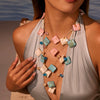 Wholesale Women's Doublelayer Irregular Geometric Resin 18K Gold Electroplated Shell Necklace