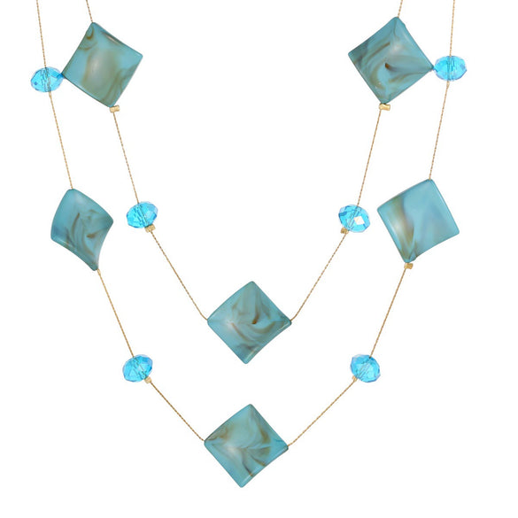 Wholesale Women's Doublelayer Irregular Geometric Resin 18K Gold Electroplated Shell Necklace
