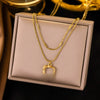 Wholesale Women's Doublelayer Stacked Geometric Square Titanium Steel Necklace With Electroplating In Light Luxury Style
