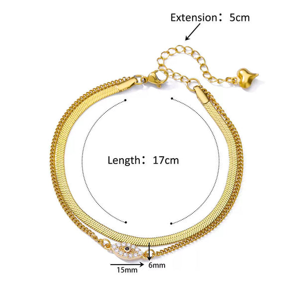 Wholesale Women's Doublelayer Stainless Steel Foot Chain With Geometric Cross Pendant