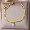 Wholesale Women's Doublelayer Stainless Steel Foot Chain With Geometric Cross Pendant