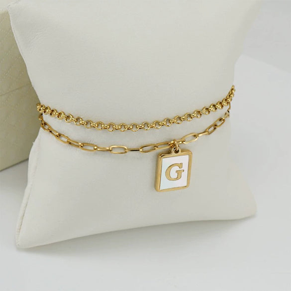 Wholesale Women's Doublelayer Stainless Steel Letter Bracelet With Electroplating Featuring Letters Numbers And Text
