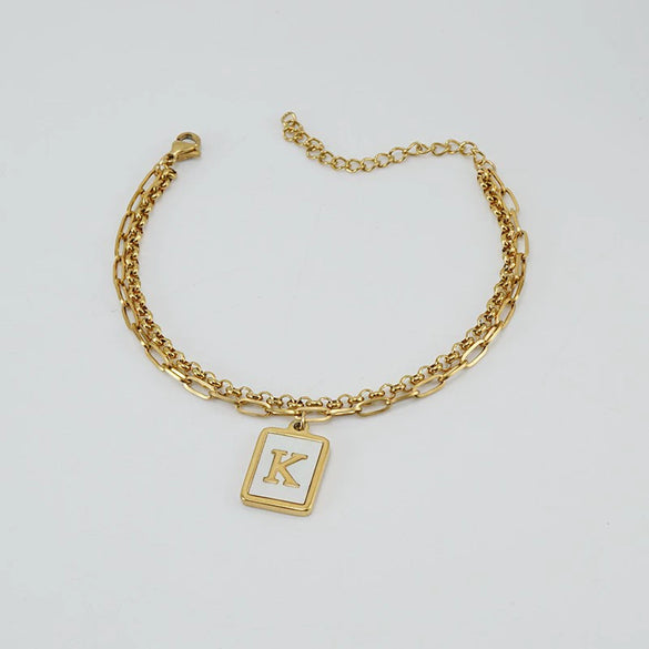 Wholesale Women's Doublelayer Stainless Steel Letter Bracelet With Electroplating Featuring Letters Numbers And Text