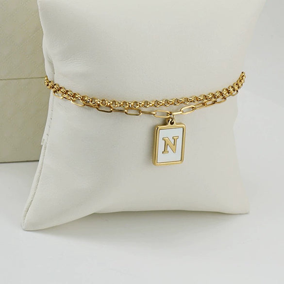 Wholesale Women's Doublelayer Stainless Steel Letter Bracelet With Electroplating Featuring Letters Numbers And Text