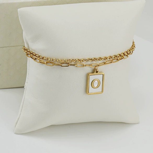 Wholesale Women's Doublelayer Stainless Steel Letter Bracelet With Electroplating Featuring Letters Numbers And Text