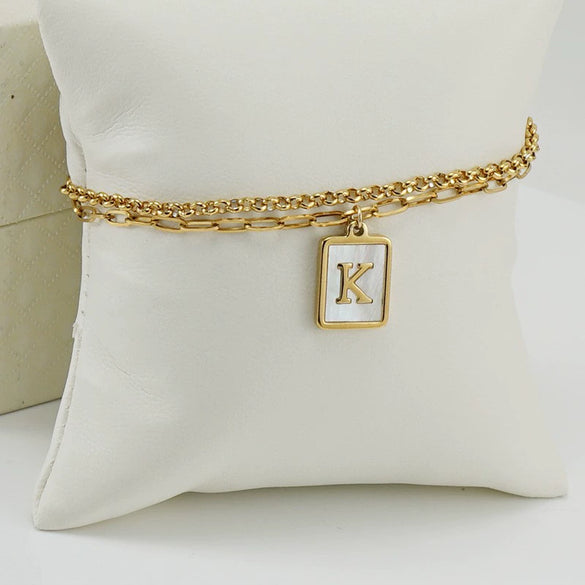Wholesale Women's Doublelayer Stainless Steel Letter Bracelet With Electroplating Featuring Letters Numbers And Text