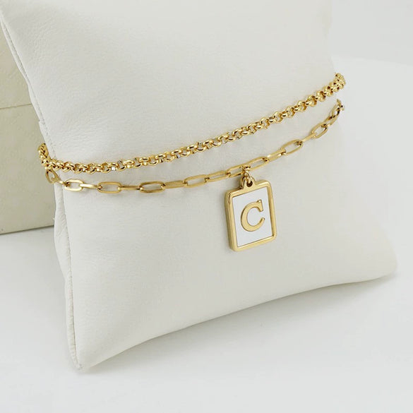 Wholesale Women's Doublelayer Stainless Steel Letter Bracelet With Electroplating Featuring Letters Numbers And Text