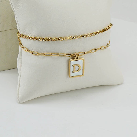 Wholesale Women's Doublelayer Stainless Steel Letter Bracelet With Electroplating Featuring Letters Numbers And Text