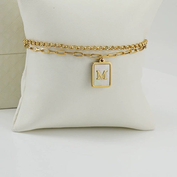 Wholesale Women's Doublelayer Stainless Steel Letter Bracelet With Electroplating Featuring Letters Numbers And Text