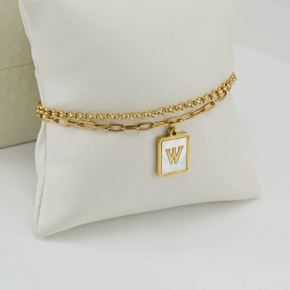 Wholesale Women's Doublelayer Stainless Steel Letter Bracelet With Electroplating Featuring Letters Numbers And Text