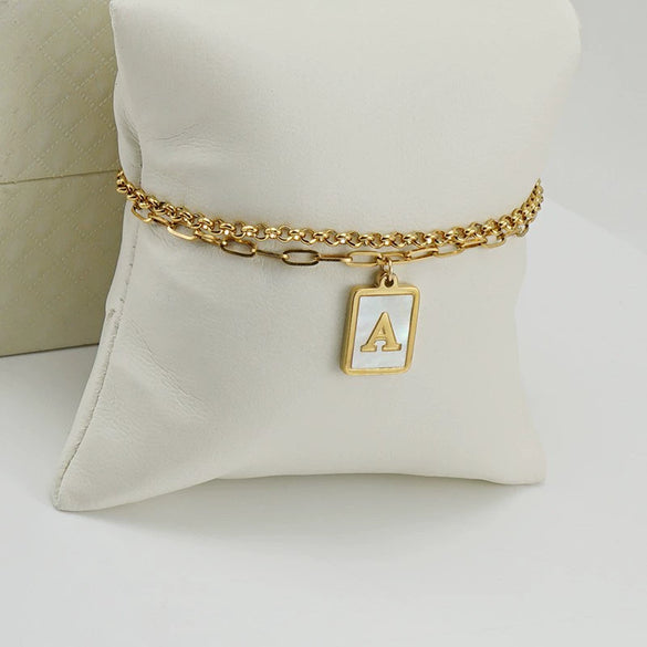 Wholesale Women's Doublelayer Stainless Steel Letter Bracelet With Electroplating Featuring Letters Numbers And Text