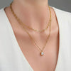 Wholesale Women's Doublelayered Adjustable Clavicle Gold Electroplated Stainless Steel Threedimensional Square Diamond Pendant Cross Chain Necklace With Niche Ins Geometric Design