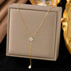 Wholesale Women's Doublelayered Long Necklace With Heart Shape Titanium Steel Pendant Real Gold Plated In The Furnace Oshaped Chain