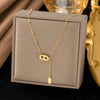 Wholesale Women's Doublelayered Long Necklace With Heart Shape Titanium Steel Pendant Real Gold Plated In The Furnace Oshaped Chain