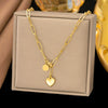Wholesale Women's Doublelayered Long Necklace With Heart Shape Titanium Steel Pendant Real Gold Plated In The Furnace Oshaped Chain