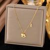 Wholesale Women's Doublelayered Long Necklace With Heart Shape Titanium Steel Pendant Real Gold Plated In The Furnace Oshaped Chain