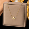 Wholesale Women's Doublelayered Long Necklace With Heart Shape Titanium Steel Pendant Real Gold Plated In The Furnace Oshaped Chain