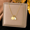 Wholesale Women's Doublelayered Long Necklace With Heart Shape Titanium Steel Pendant Real Gold Plated In The Furnace Oshaped Chain