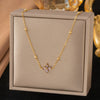 Wholesale Women's Doublelayered Long Necklace With Heart Shape Titanium Steel Pendant Real Gold Plated In The Furnace Oshaped Chain