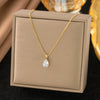 Wholesale Women's Doublelayered Long Necklace With Heart Shape Titanium Steel Pendant Real Gold Plated In The Furnace Oshaped Chain