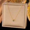 Wholesale Women's Doublelayered Long Necklace With Heart Shape Titanium Steel Pendant Real Gold Plated In The Furnace Oshaped Chain