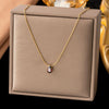 Wholesale Women's Doublelayered Long Necklace With Heart Shape Titanium Steel Pendant Real Gold Plated In The Furnace Oshaped Chain