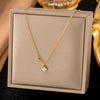 Wholesale Women's Doublelayered Long Necklace With Heart Shape Titanium Steel Pendant Real Gold Plated In The Furnace Oshaped Chain