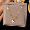 Wholesale Women's Doublelayered Long Necklace With Heart Shape Titanium Steel Pendant Real Gold Plated In The Furnace Oshaped Chain