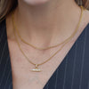 Wholesale Women's Doublelayered Tbar Geometric Stainless Steel Necklace With Pvd Furnace Vacuum Real Gold Plating